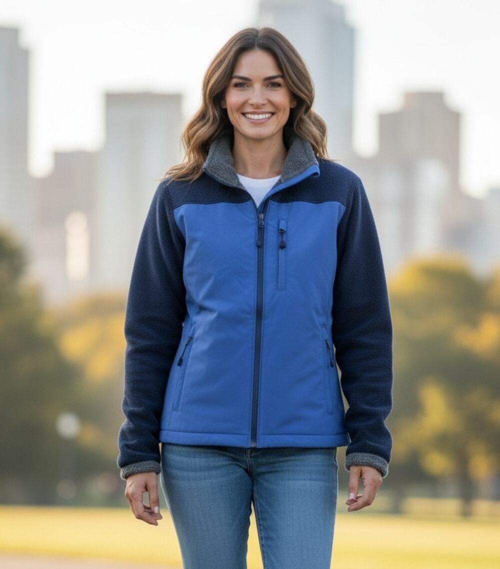 Lands End Full Zip Up Jacket Women's Medium Blue With Side Pockets